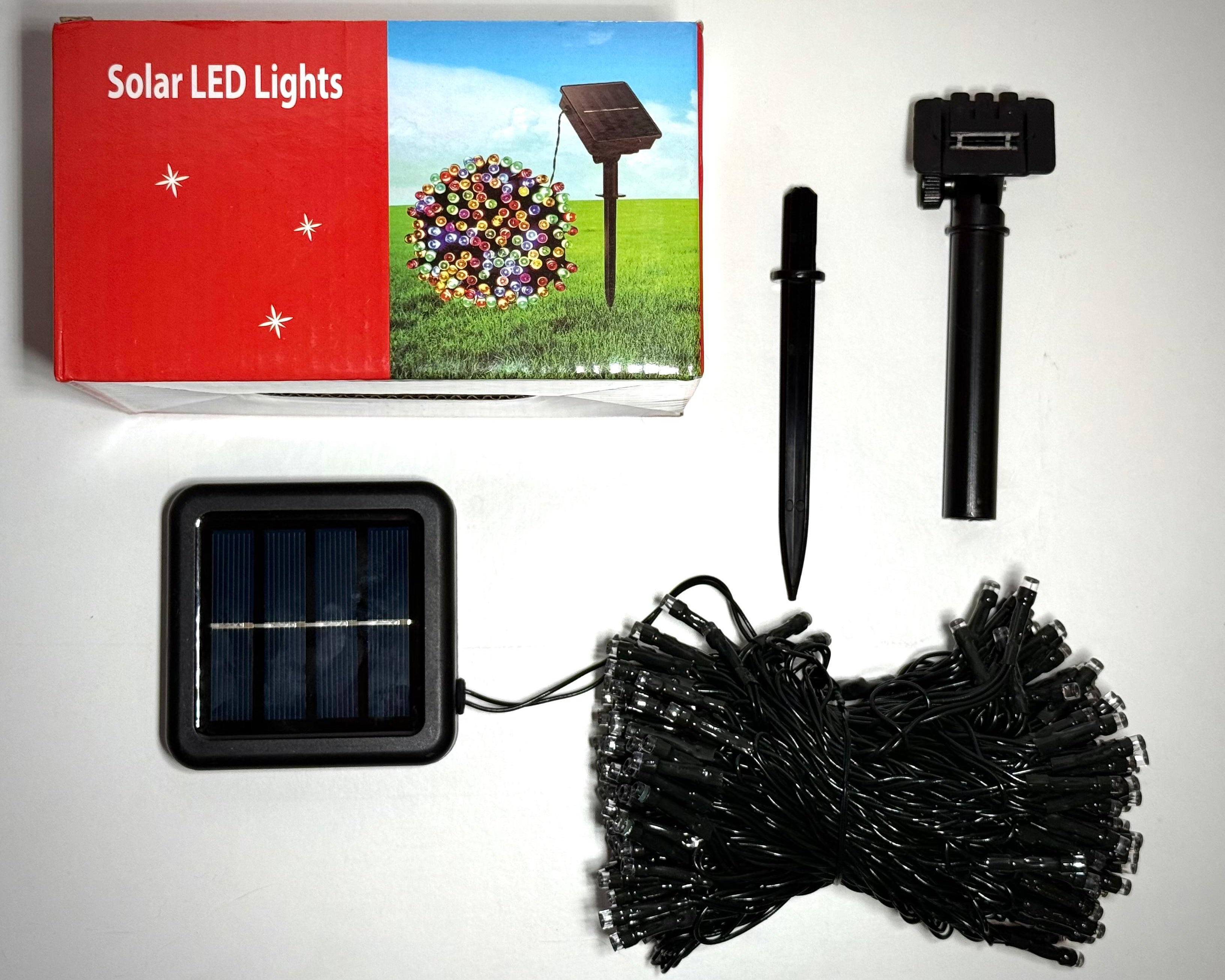 Instalație luminoasă solară pentru exterior, 20 metri, multicoloră, cu diverse jocuri de lumini